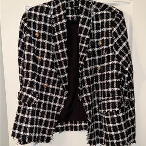Zara Black and White Checkered Blazer